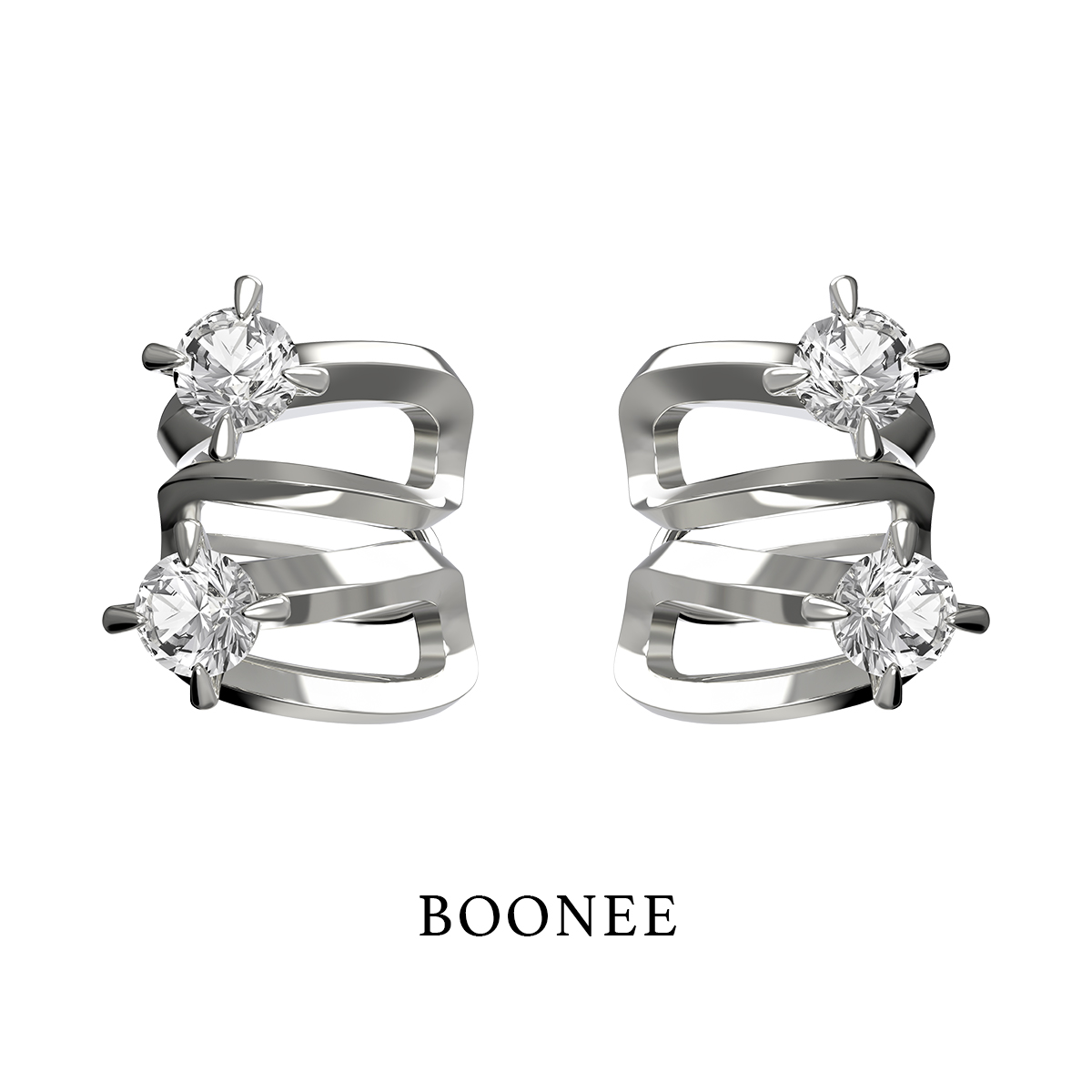 BOONEE多层金属环绕宝石耳骨夹