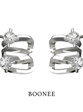 BOONEE多层金属环绕宝石耳骨夹无耳洞女新款高级感耳饰