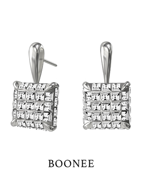 【杨紫同款】BOONEE方形满钻闪耀耳环女轻奢高级感气质耳钉耳饰
