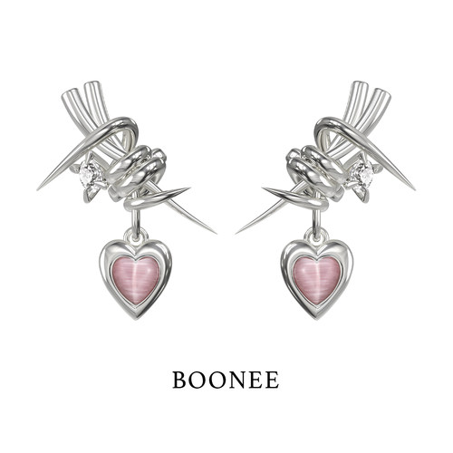 BOONEE桃心荆棘无耳洞耳骨夹