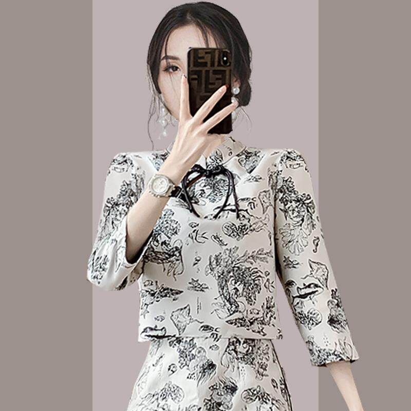 BLLOUKE新中式国风名媛套装裙女2024秋季新款时尚洋气减龄女装裙