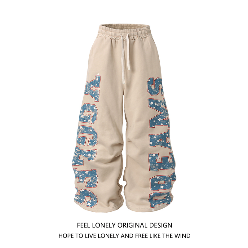 美式字母印花运动卫裤