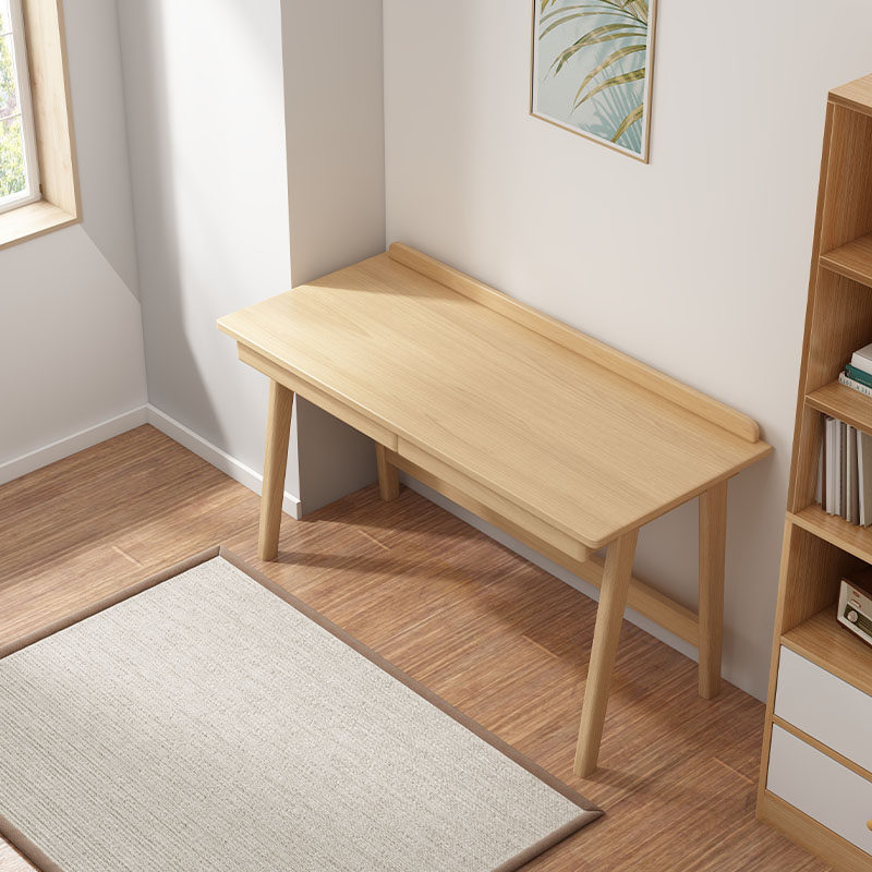 11简约中小学生书桌现代新式家用长方北欧日式实木原木色桌椅组合