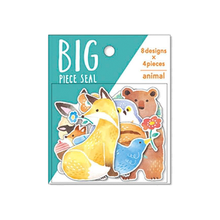 日本mind wave大尺寸系列贴纸包水果动物人洋食店宇宙面包32枚手帐拼贴打底日记相册装饰单片贴画手绘风格