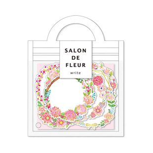 日本mind wave鲜花沙龙系列贴纸包留言祝福标记贴纸40枚相册手帐装饰贴画唯美花朵金箔手绘风格可书写可粘贴