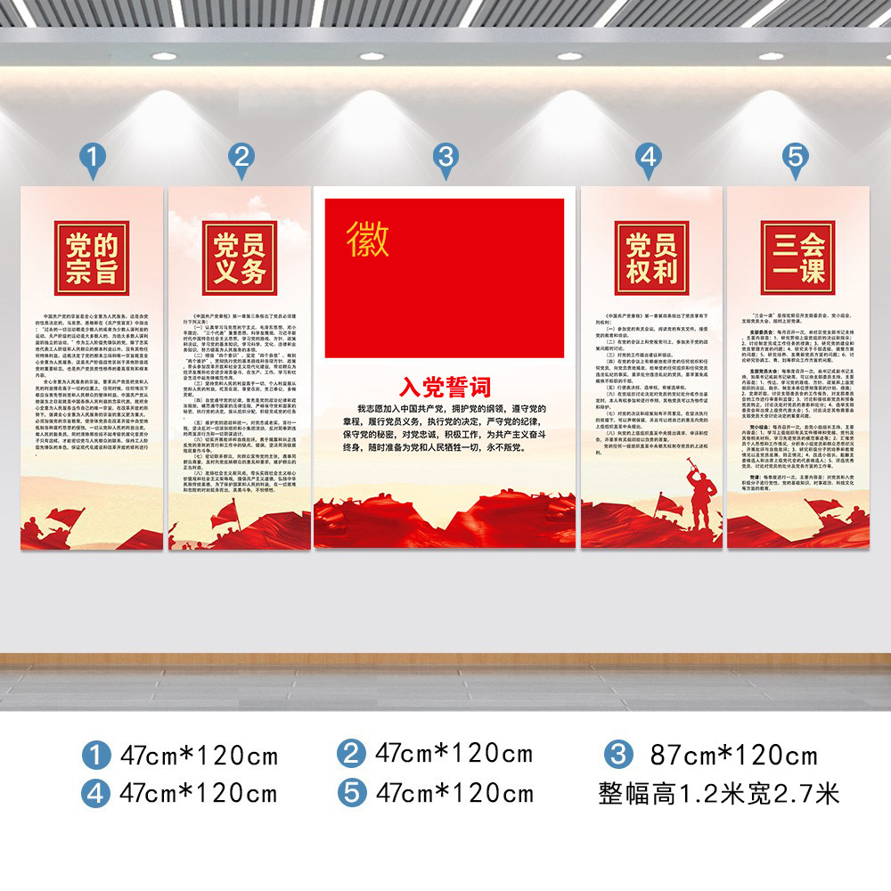 入党誓词党建活动室布置标语海报党员用品装饰画KT板党支部文化墙