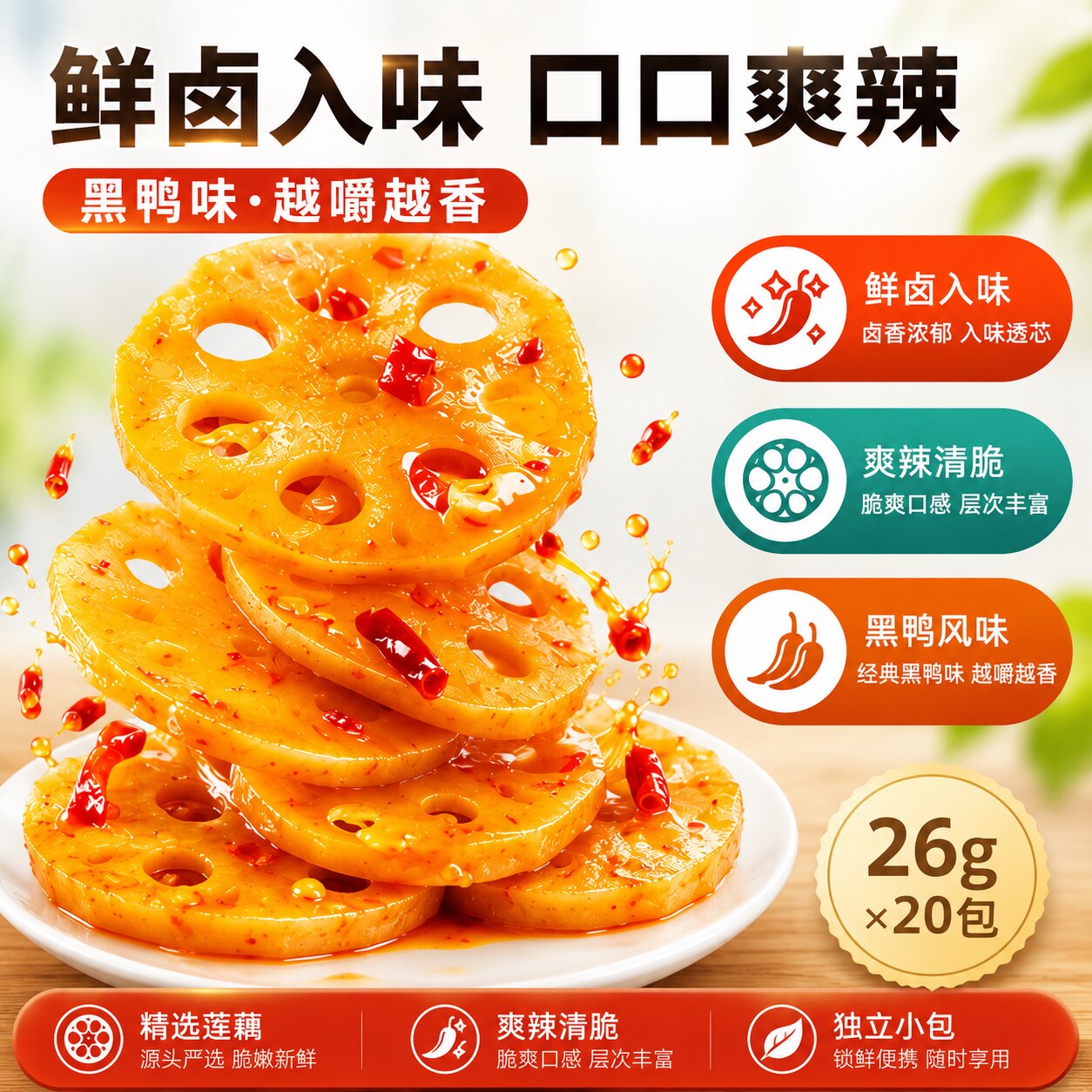 小帅虎脆藕片26g黑鸭味