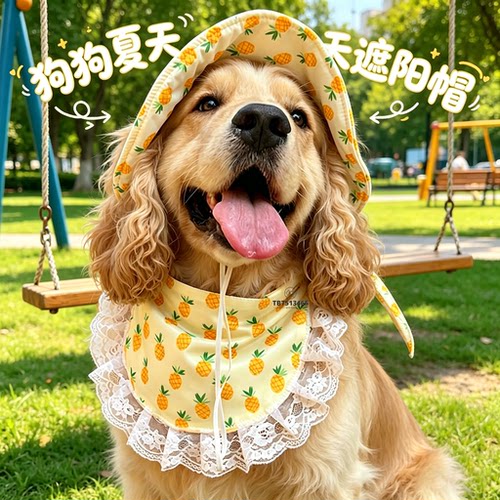 可卡美卡犬专用狗狗帽子露耳朵大型犬防晒遮阳帽大狗渔夫帽太阳帽