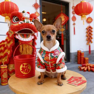 小鹿犬专用衣服幼犬宠物小型犬冬装厚棉服2025新款狗狗东北大花袄