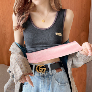 上衣大码 吊带内搭韩版 打底一体绒保暖内衣 2025新款 背心女加绒冬季