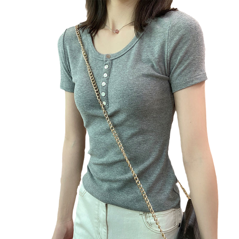 纯色基础款短袖T恤女装2025夏季修身显瘦打底衫ins时尚百搭上衣潮