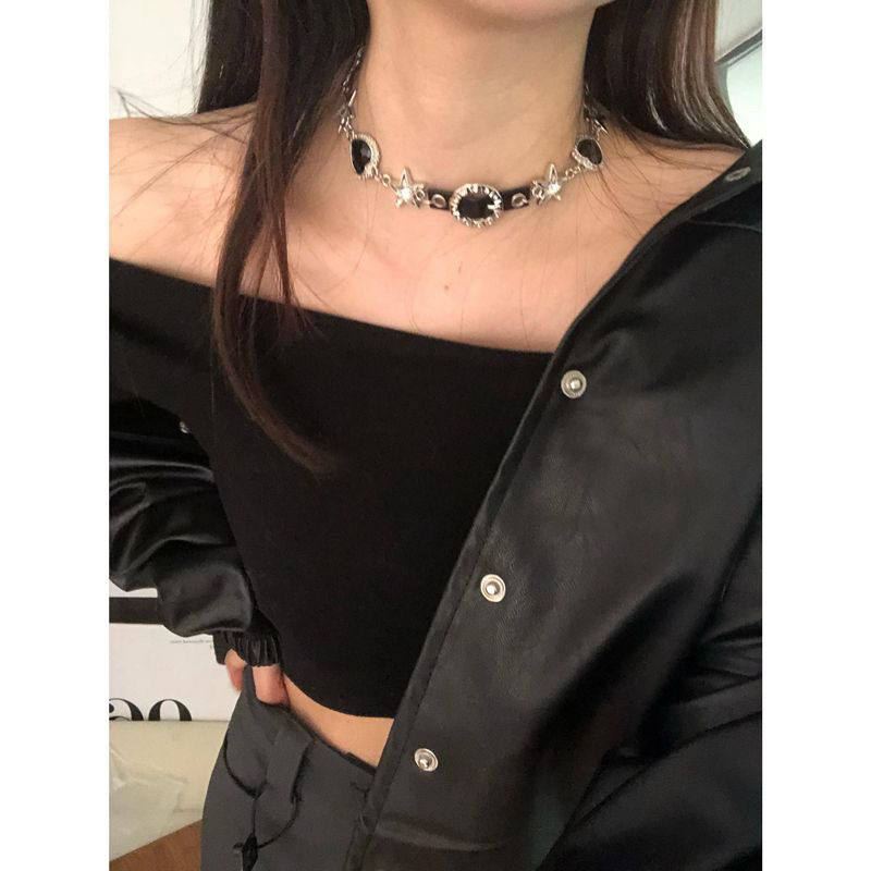 Y2K黑钻朋克choker项链甜