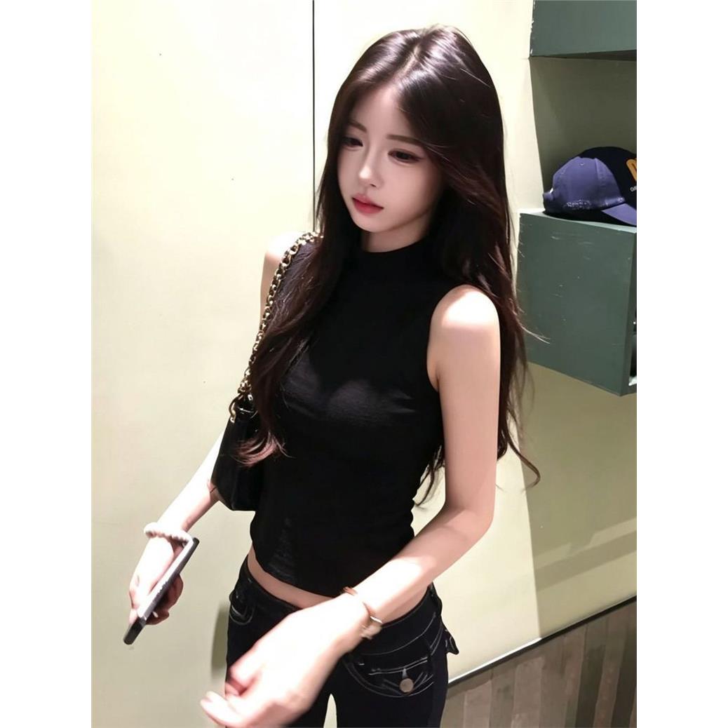 纯欲风无袖半高领背心女2