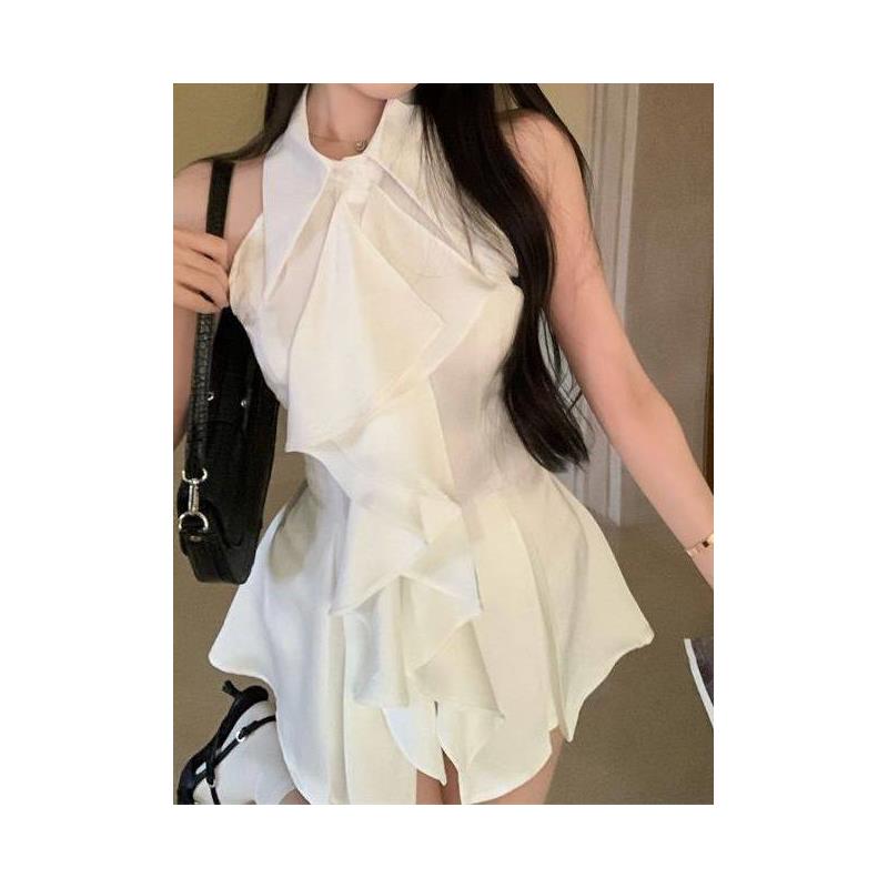 夏季小众中长款衬衣女白
