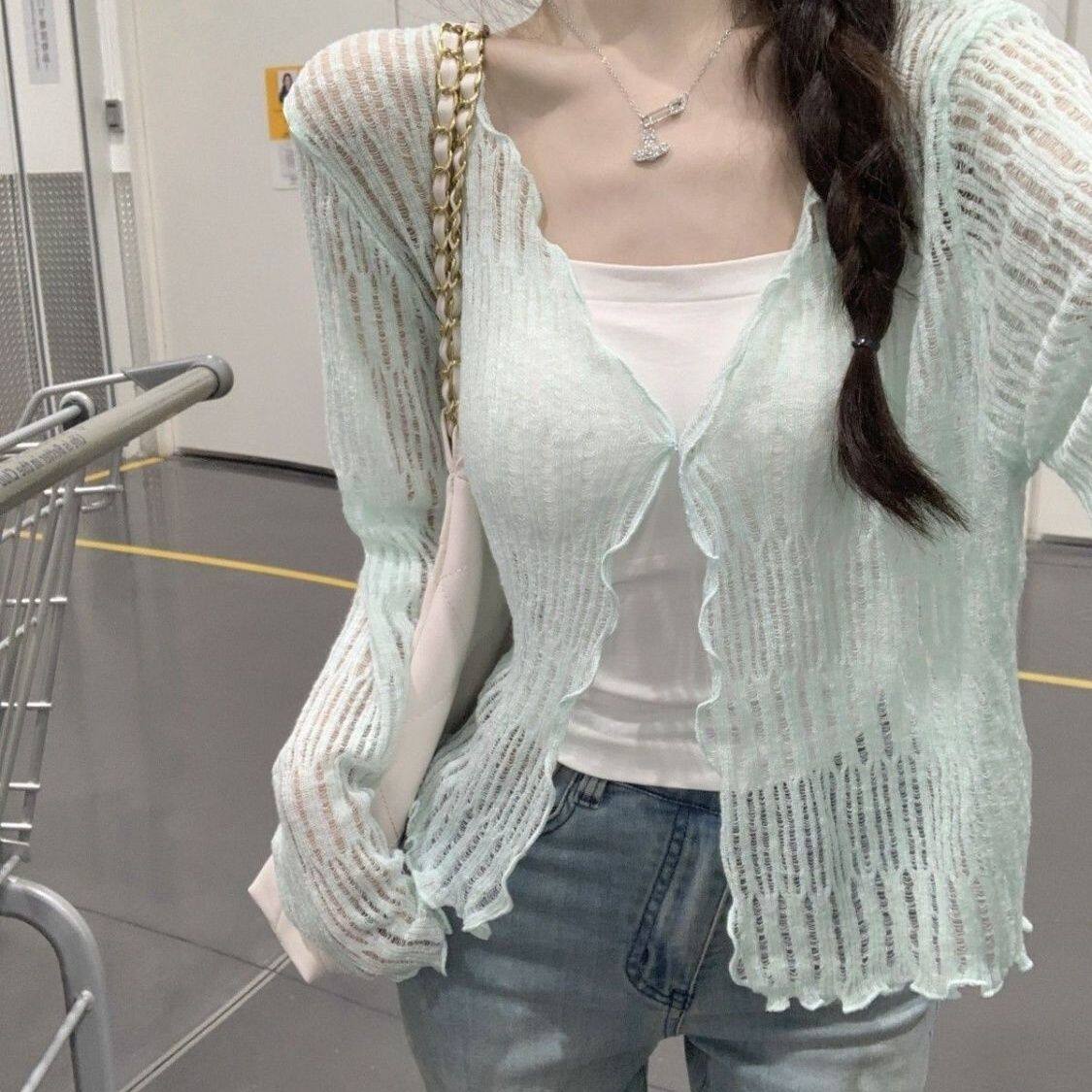 冰丝防晒针织开衫女夏薄