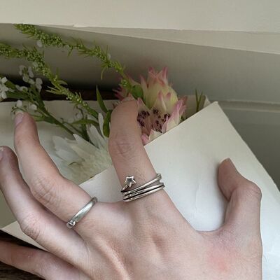 POXFFEEA线条星星环绕戒