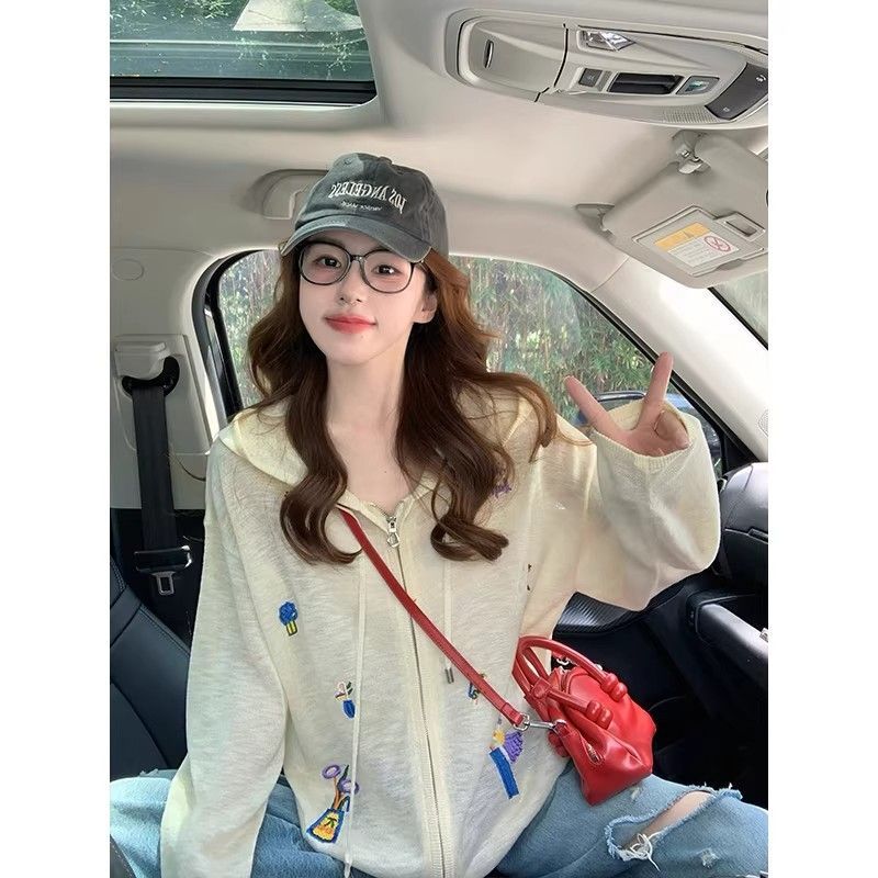 新款夏季刺绣连帽外套女