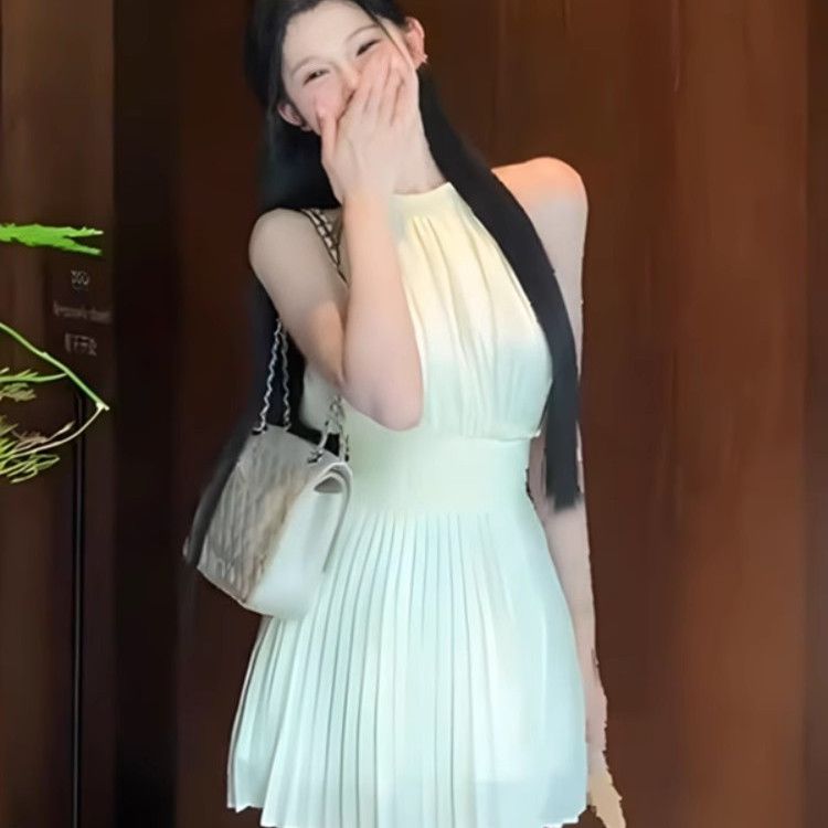 浮生若梦修身连衣裙杏色