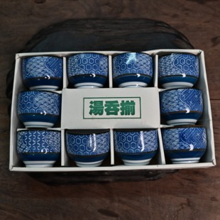 日本回流瓷青花茶杯10只一套