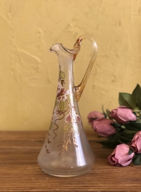 描金手绘海棠花琉璃水晶玻璃醒酒器插花瓶客厅居家摆件