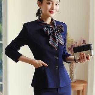 酒店工作服女秋冬装前台收银员职业套装餐厅餐饮饭店服务员工装