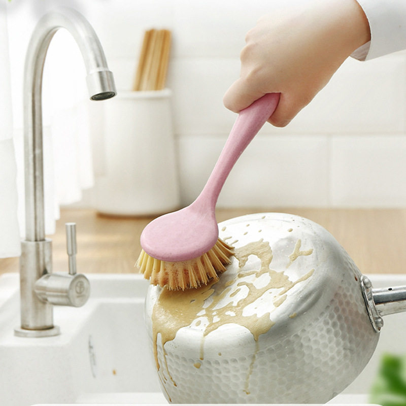 麦秸秆长柄洗锅刷不粘油不脏手洗锅刷碗刷带柄长柄刷子厨房清洁,家庭/个人清洁工具,厨房用刷,淘宝优惠券,粉丝福利购,淘宝优惠卷