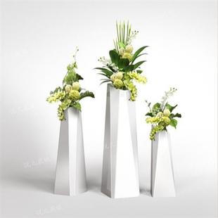 新品 飾花器擺件 玻璃鋼菱形花盆美陳落地大花瓶戶外商場(chǎng)酒店門口裝