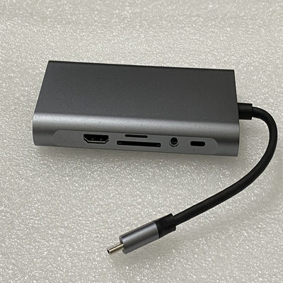 10口十合一type-c扩展坞转HDMI+VGA网口+USB3.0+PD充电读卡集线器