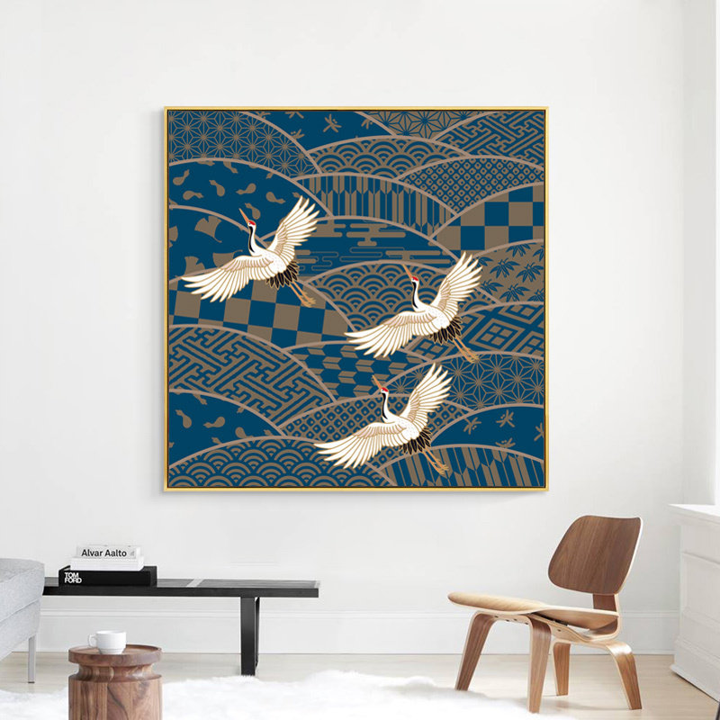 日式装饰画餐厅客厅卧室传统花纹艺术微喷风景花鸟鹤玄关挂画