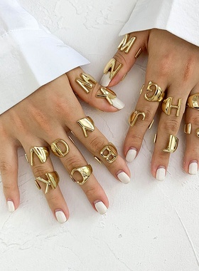 极速SRCOI Hollow A-Z Letter Gold ColorI Metal Adjustable Ope