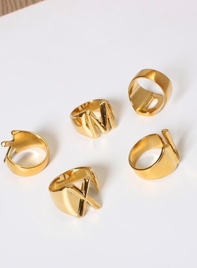 SRCOI Hollow A-Z Letter Gold Color Metal Adjustable Opening