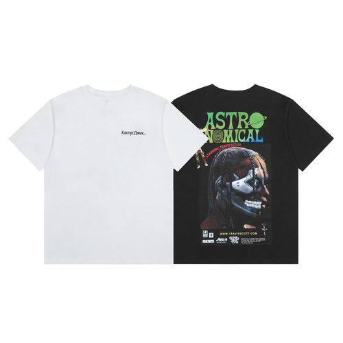 travisScott重磅潮流字母印花短袖T恤男女情侣宽松休闲套头上衣夏
