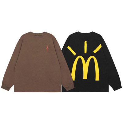 TRAVISSCOTT麦当劳联名印花长袖T恤男女宽松街头休闲高街潮牌上衣