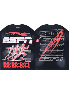 跨境美潮ins同款地狱之星复古印花高街潮流休闲男女短袖T恤上衣夏