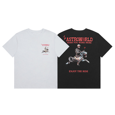 TRAVISSCOTT短袖T恤男女通用宽松oversize骷髅骑马印花纯棉圆领夏