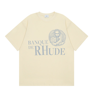 RHUDE美式印花短袖T恤男女宽松休闲圆领重磅纯棉上衣潮牌ins风夏