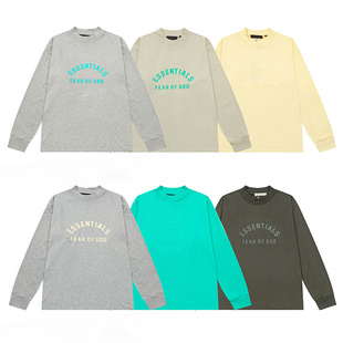 长袖 宽松圆领字母印花百搭套头上衣FOG复线oversize潮流 T恤男女款