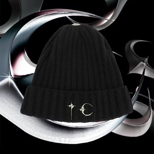 THUG CLUB欧美高街小众潮牌秋冬金属LOGO装饰保暖针织毛线冷帽INS