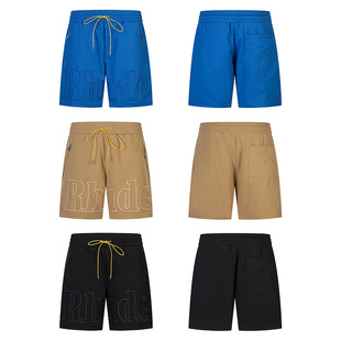 高版本RHUDE短裤美式高街潮牌夏季运动休闲字母刺绣宽松五分裤男