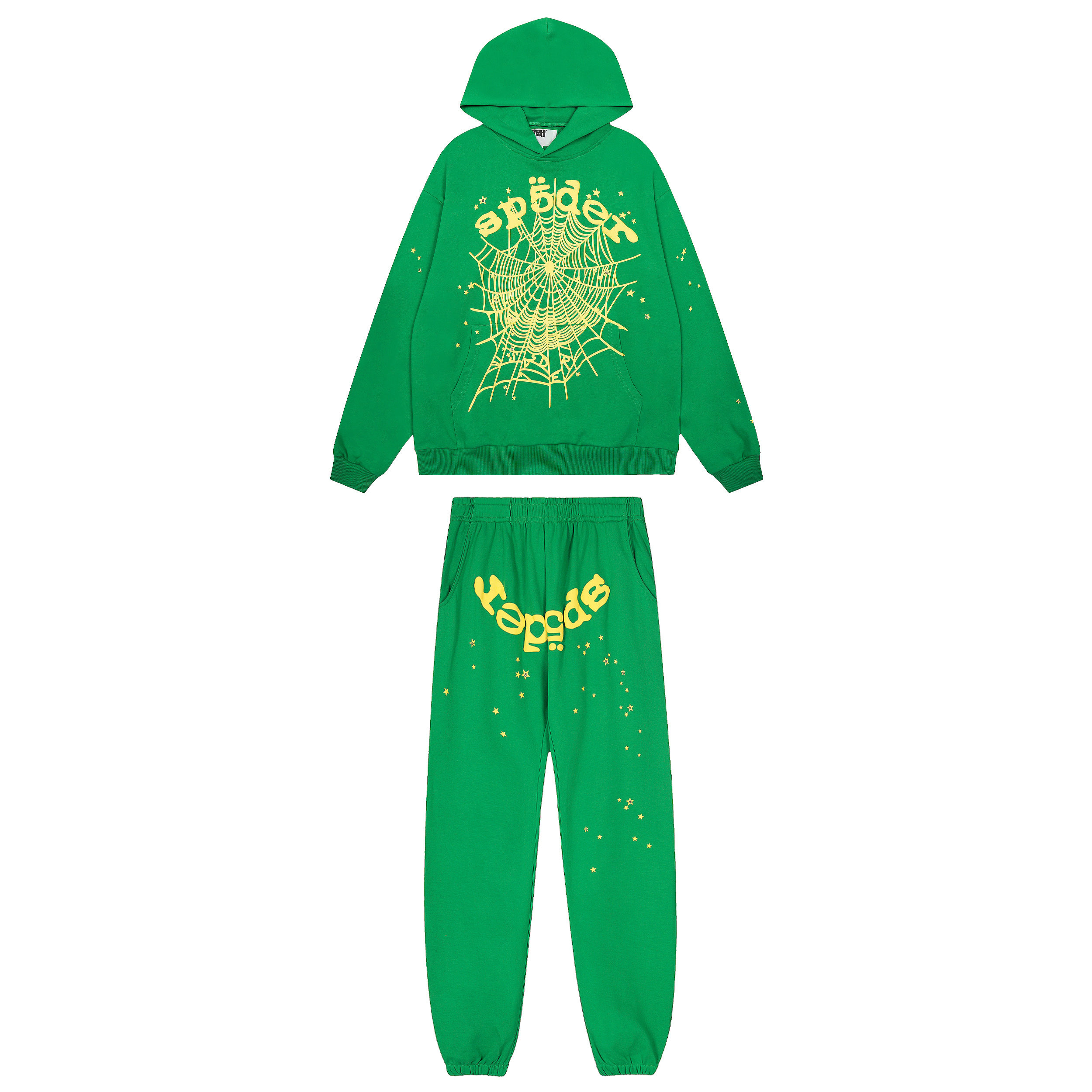 美式风Sp5der蜘蛛网发泡字母印花连帽卫衣套装男青少年运动穿搭女,男装,休闲运动套装,淘宝优惠券,粉丝福利购,淘宝优惠卷