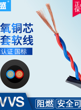 ZR-RVVS纯铜国标二芯双绞护套线电源广播线 2*0.3 0.5 0.75 1平方