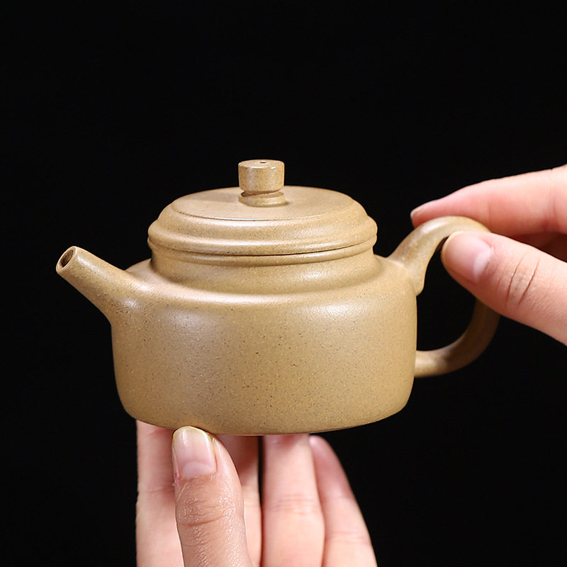 宜兴紫砂壶家用纯全手工原矿黄金段泥德钟壶手把茶壶正品茶具泡茶