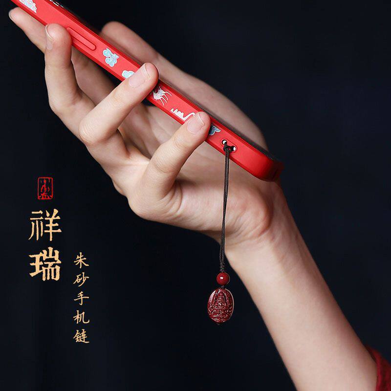 朱砂紫金沙十二生肖手机链挂件紫砂本命佛手机八大守护神钥匙挂件 - 实物图