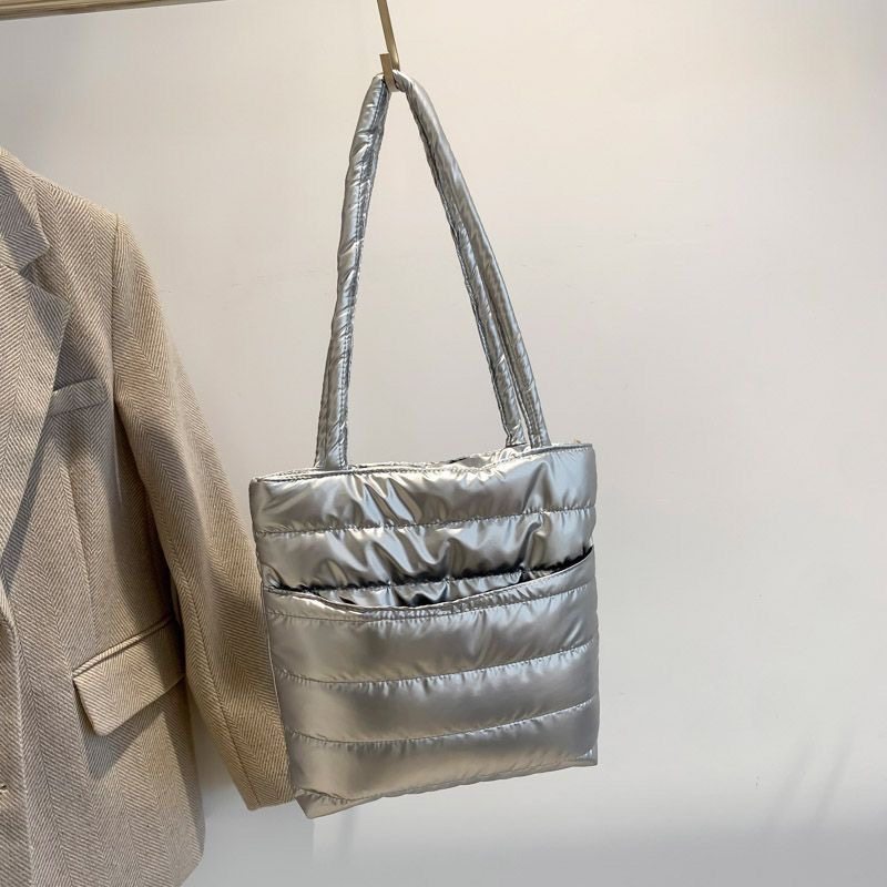 2025冬季太空棉服大容量车缝线纯色韩版潮流欧美风单肩手提包女包,箱包皮具/热销女包/男包,托特包,淘宝优惠券,粉丝福利购,淘宝优惠卷