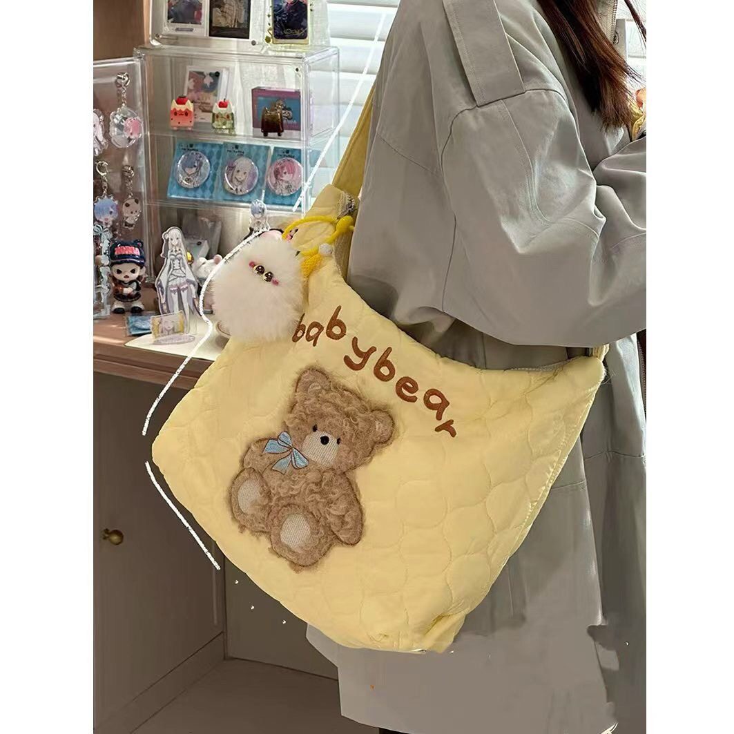 小熊包包2025新款韩系可爱刺绣卡通单肩斜挎包托特大容量,箱包皮具/热销女包/男包,托特包,淘宝优惠券,粉丝福利购,淘宝优惠卷