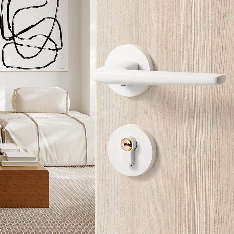 卧室白色门锁室内磁吸静音分体极简门把手房间实木木门家用房门,基础建材,机械门锁,淘宝优惠券,粉丝福利购,淘宝优惠卷