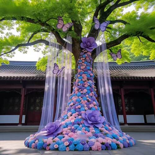 公园花树仿真玫瑰花网红