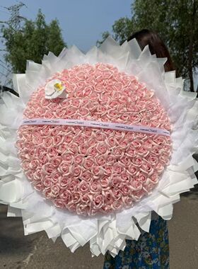 199朵粉玫瑰超大仿真花束