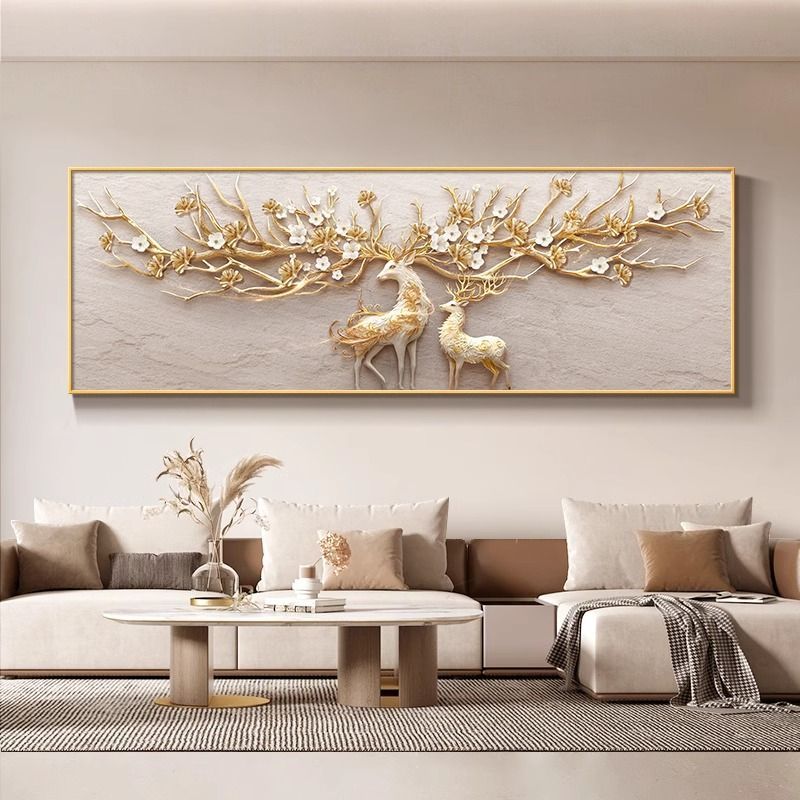 福鹿客厅装饰画高级感大