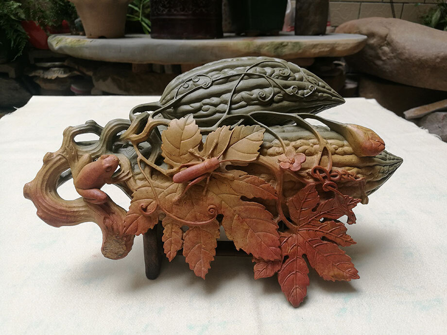 2021雕刻工艺 摆件 苦尽甘来25*14*6.8 石雕 寓意好 a端砚 纯手工